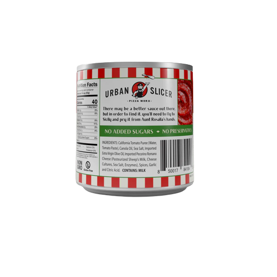 8 oz. can of Urban Slicer pizza sauce with no added sugars or preservatives in grilling sauces and food collection