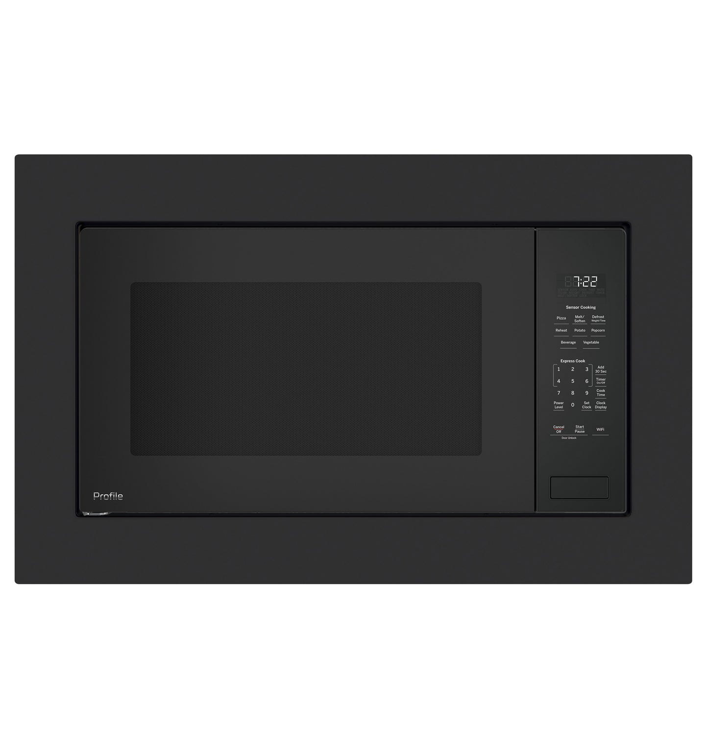Built-in black sensor microwave oven with digital control panel and LED display for modern kitchen appliances