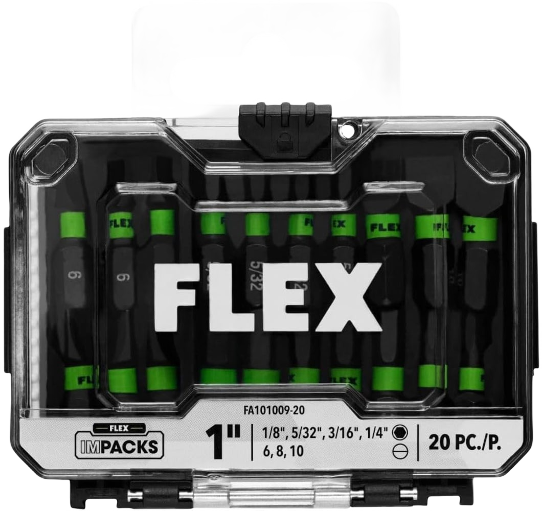 FLEX Impacks 20-Pc. 1" Mixed Allen & Slotted Impact Driver Bits