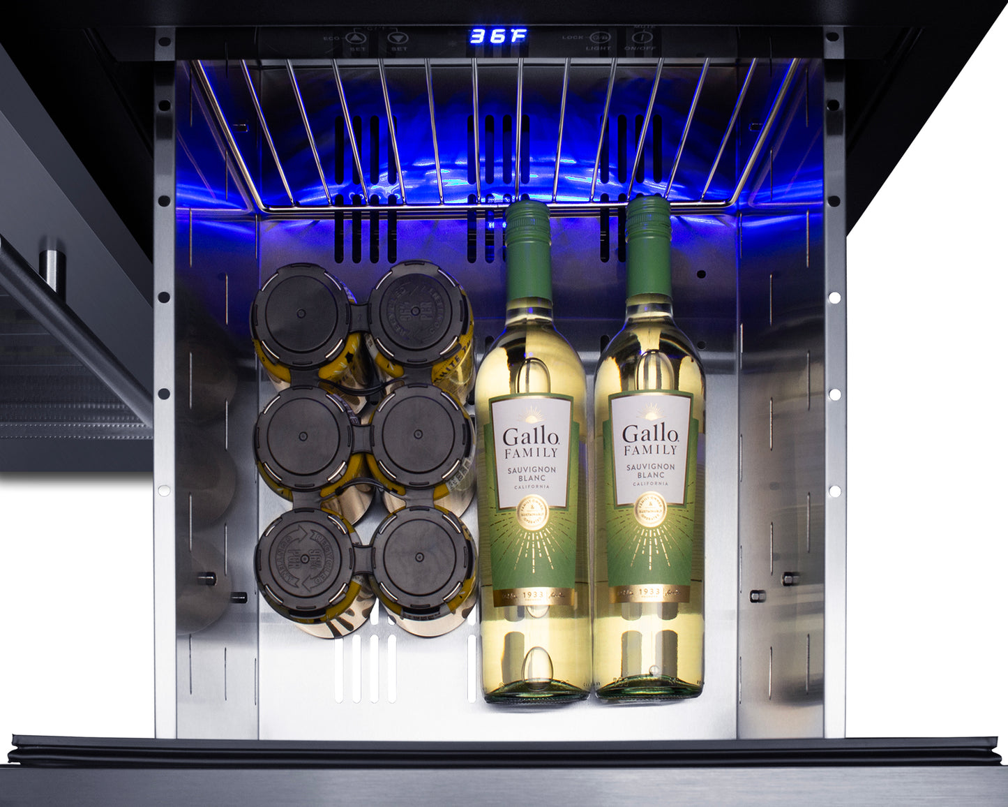 36" Wide Combination Wine Cellar & 2-Drawer Refrigerator