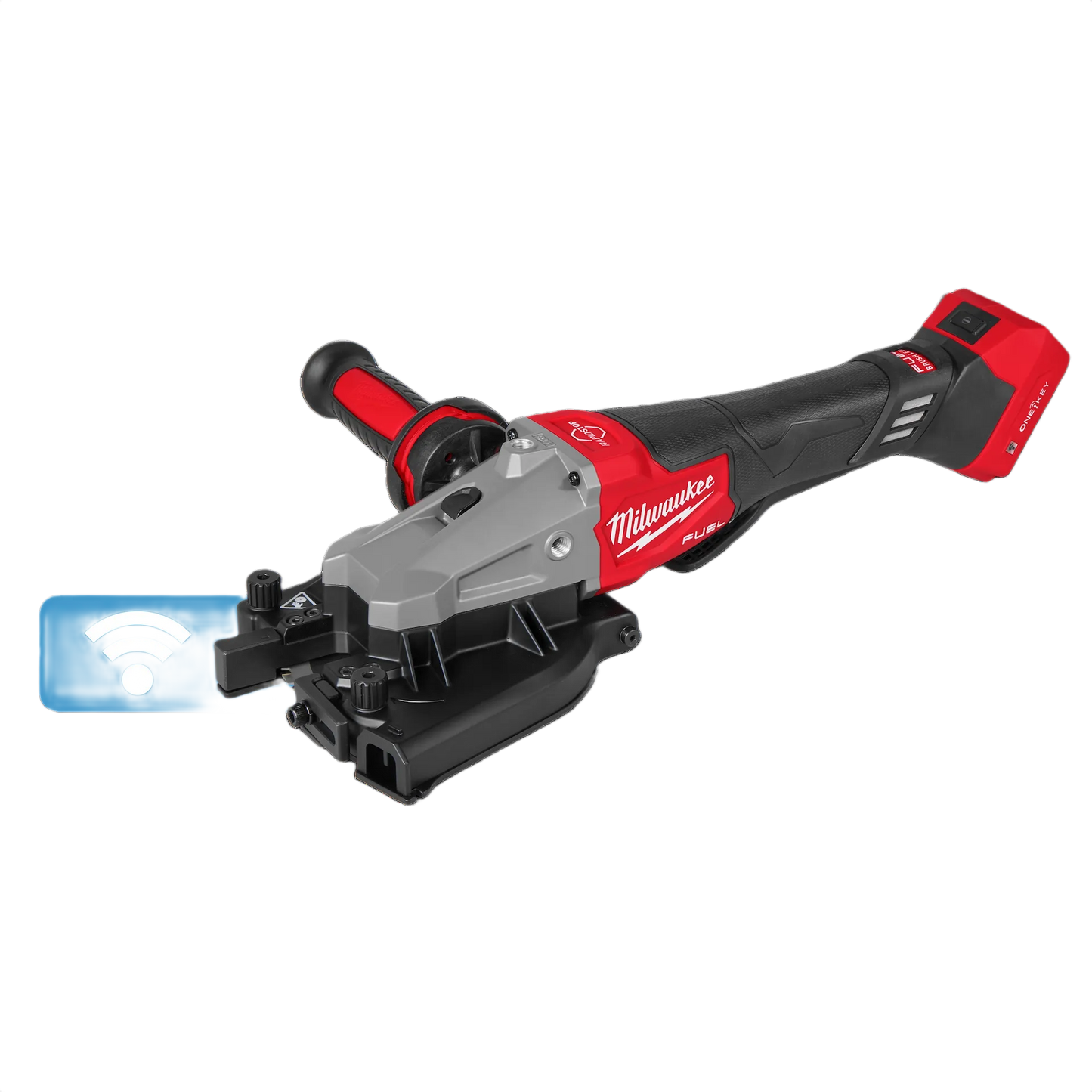Cordless red and black Milwaukee M18 FUEL rebar cutter with ergonomic handle for power tool collections and home improvement
