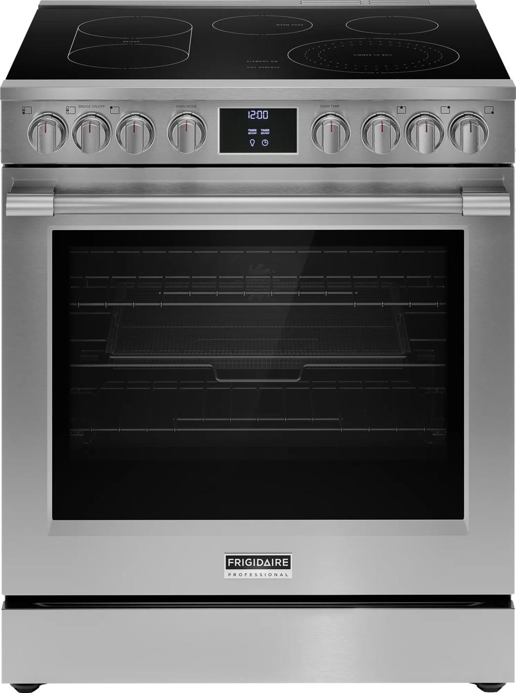 stainless steel electric range with glass cooktop and front control knobs in ranges and kitchenware collection