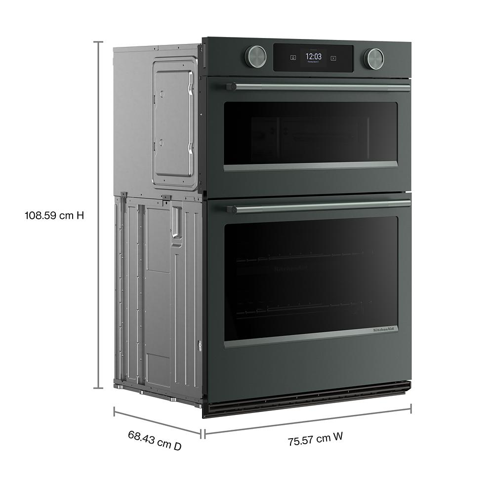 Electric smart double wall oven in Juniper finish with LED display and backlit knobs for KitchenAid appliances collection