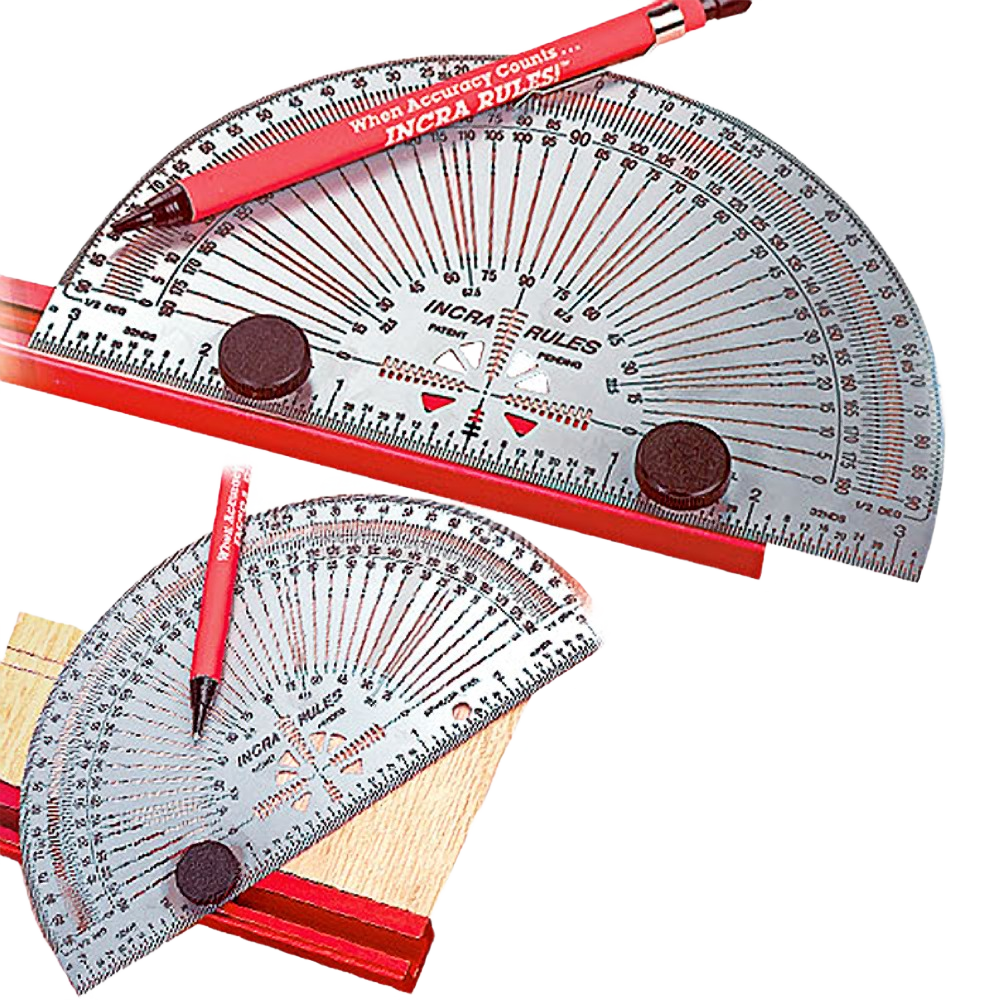 Stainless steel precision protractor with extra-long guide slots for woodworking and measuring tools under 50 collections