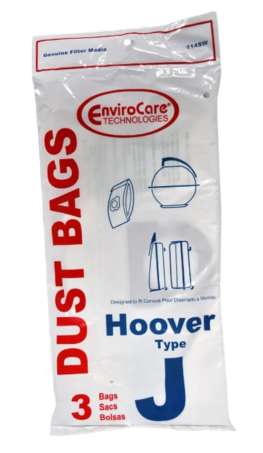 Package of three EnviroCare vacuum dust bags compatible with Hoover Type J models for tools and home improvement tasks