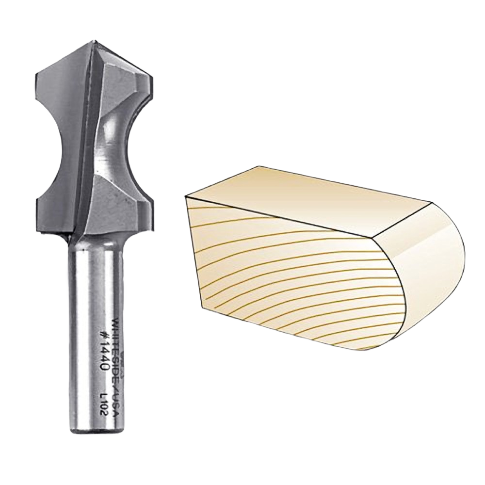 Carbide-tipped plunge router bit for hand grips and rounded edges on wood in tool accessories and home improvement collections