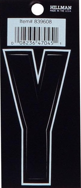 Black matte vinyl peel-and-stick letter Y die cut sticker for hardware and home improvement projects