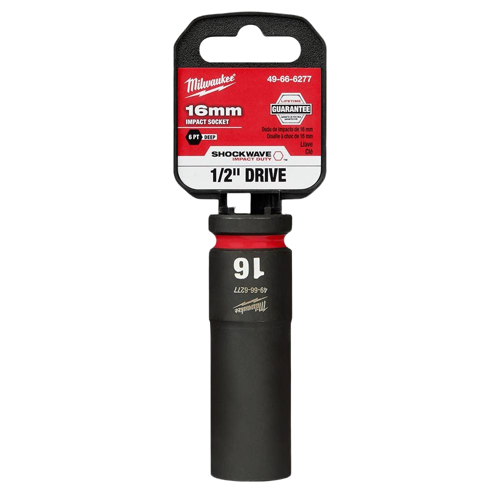 16mm deep impact socket with 1/2 inch drive, durable forged steel for hand tools and woodworking under $50 collections