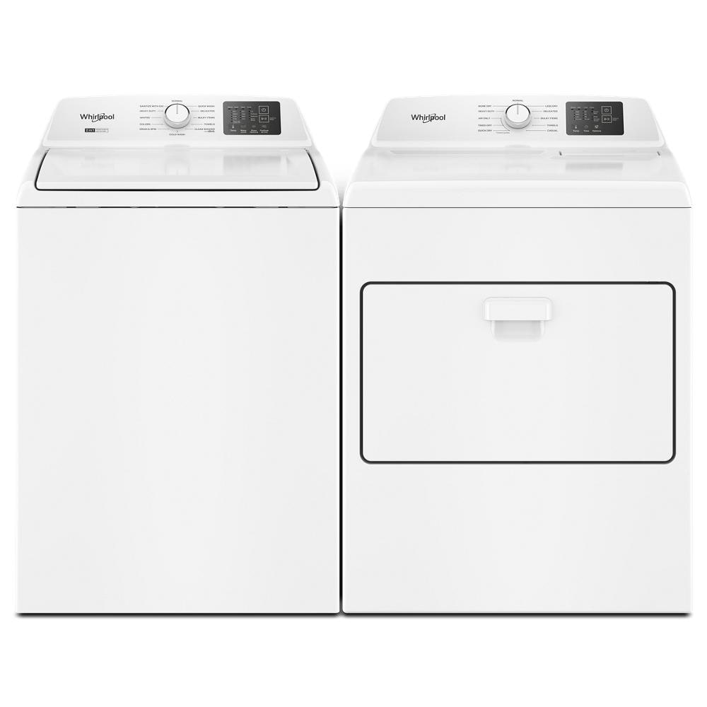 White top load washing machine and matching vented electric dryer set for washers and dryers appliances collection
