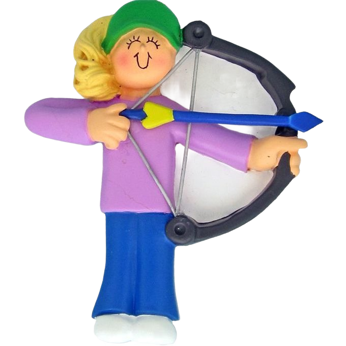 Blonde female figurine drawing bow with arrow Christmas ornament from holiday decorations under $50 collection