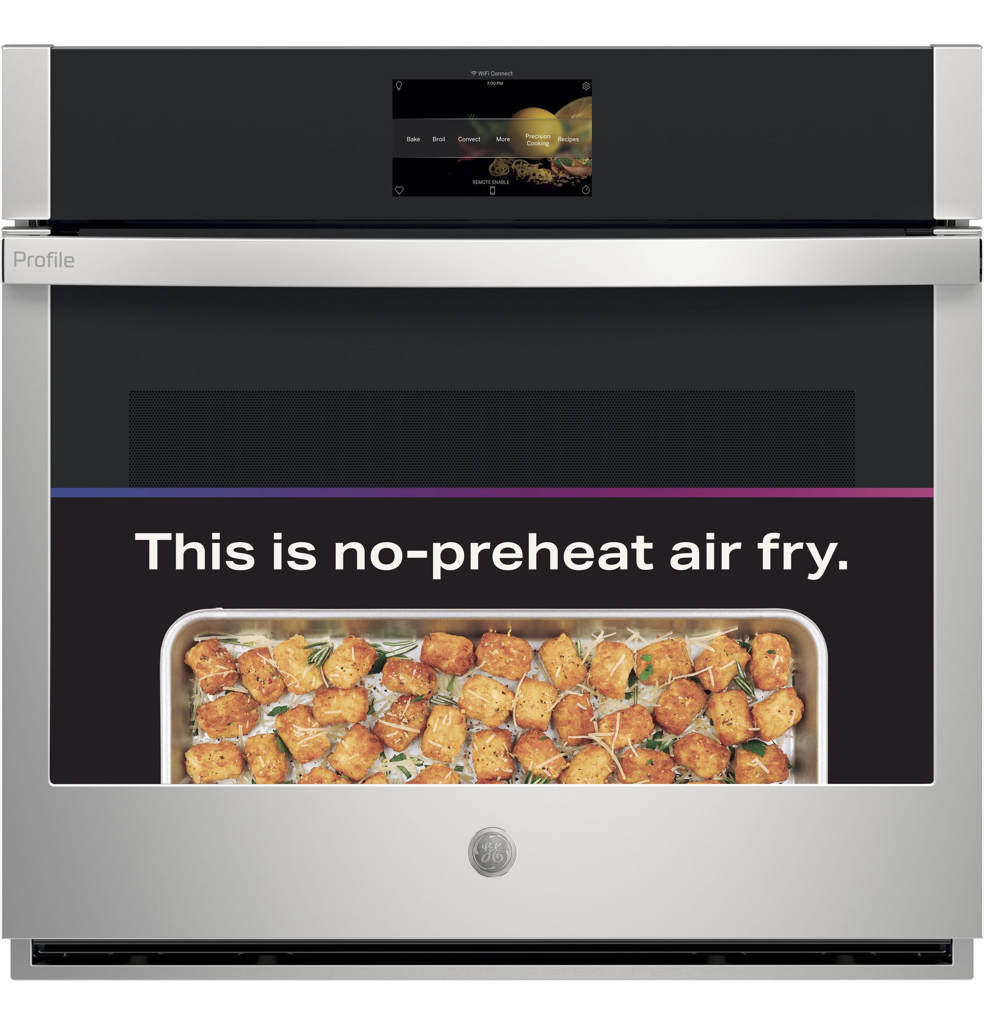 Stainless steel smart built-in convection wall oven with no-preheat air fry feature from appliances collection