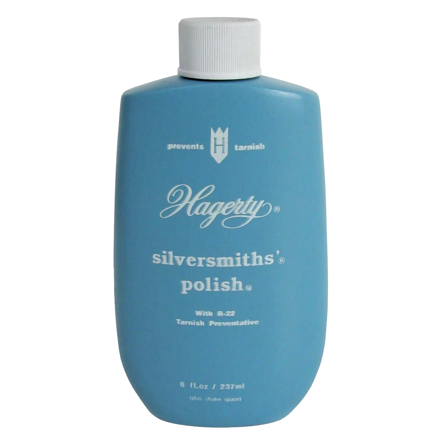 Blue bottle of silver polish with white cap and text for cleaning and polishing under $50 products collection