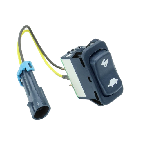 Black toggle switch with turtle and rabbit icons and attached wiring for home improvement tools and equipment