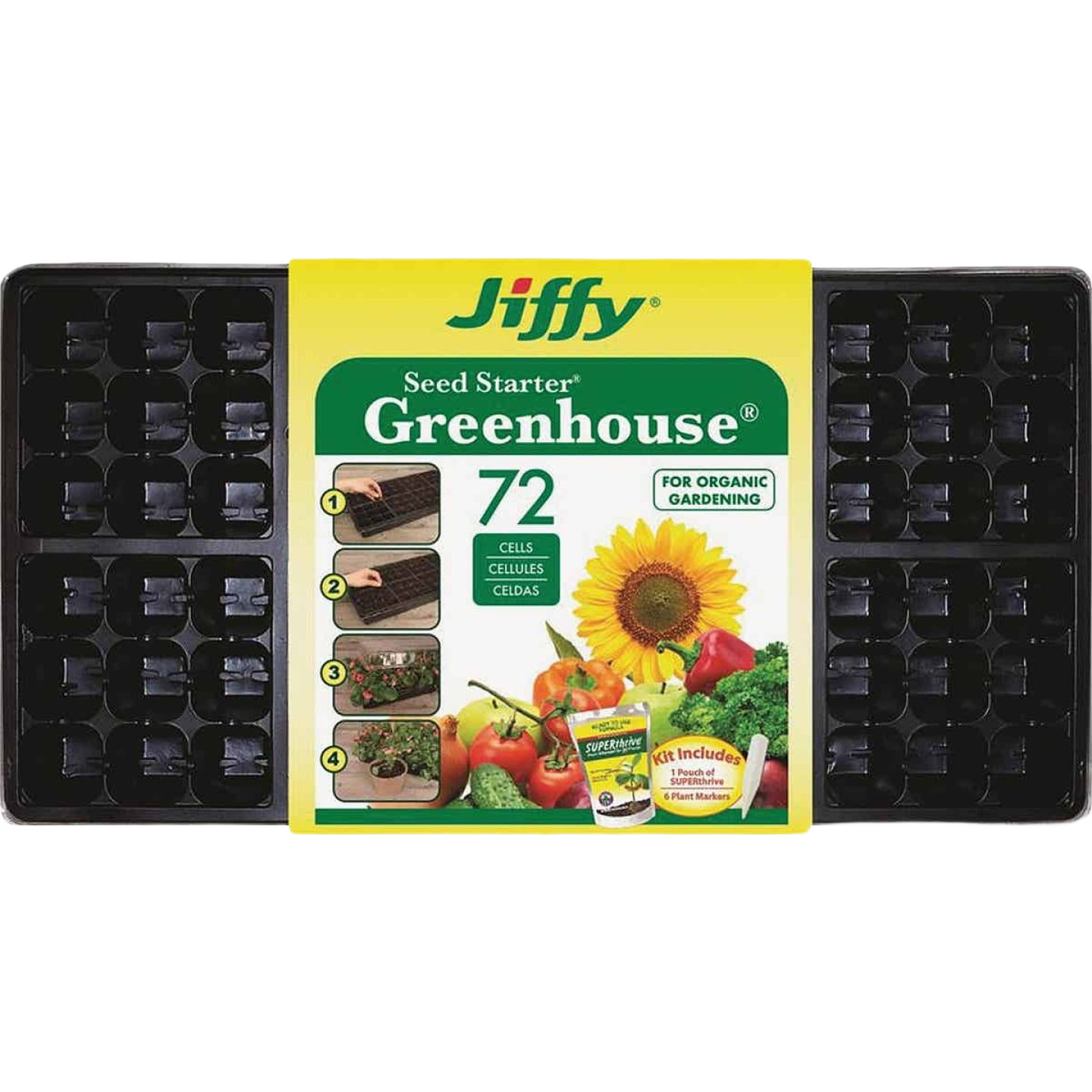 Jiffy Seed Starter Kit with Superthrive – 72 Cells – Hartville