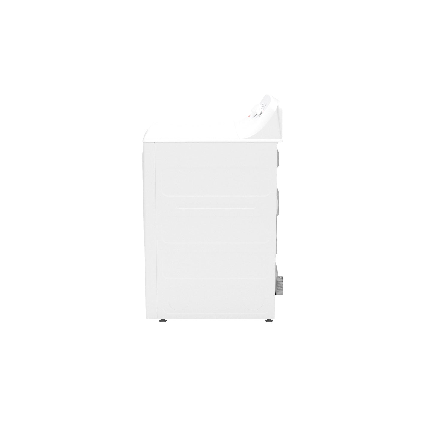 Side view of white electric dryer with compact design for laundry room in home improvement appliance collection