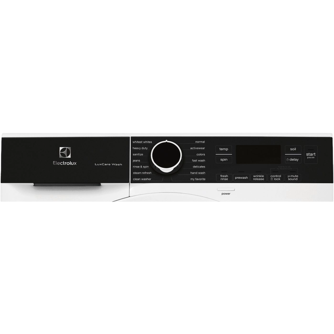 Front load washer control panel with cycle selector and touch buttons from Washers & Dryers collection