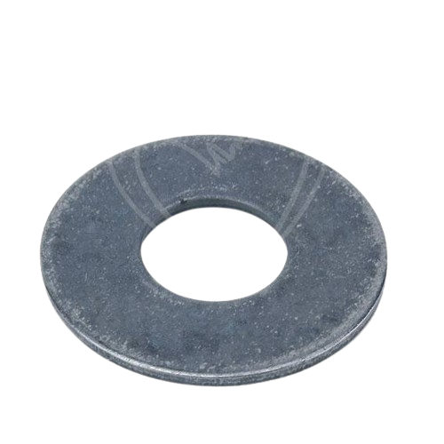 Flat metal washer in dark gray for use in John Deere equipment and general tools and home improvement projects