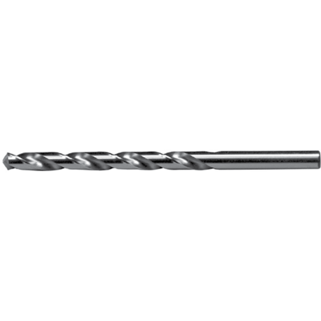 Bright jobber drill bit with 118-degree point for versatile drilling in wood, aluminum, and plastic applications under $50.