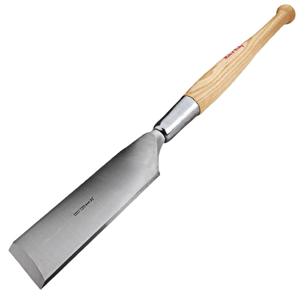 Timber framing slick with polished steel blade and smooth wooden handle for precision woodworking and home improvement tasks