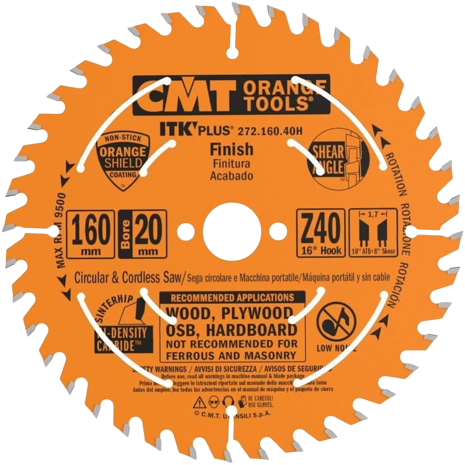 CMT Orange Tools 165x1.8/1.2x20mm 40T Finish Saw Blade