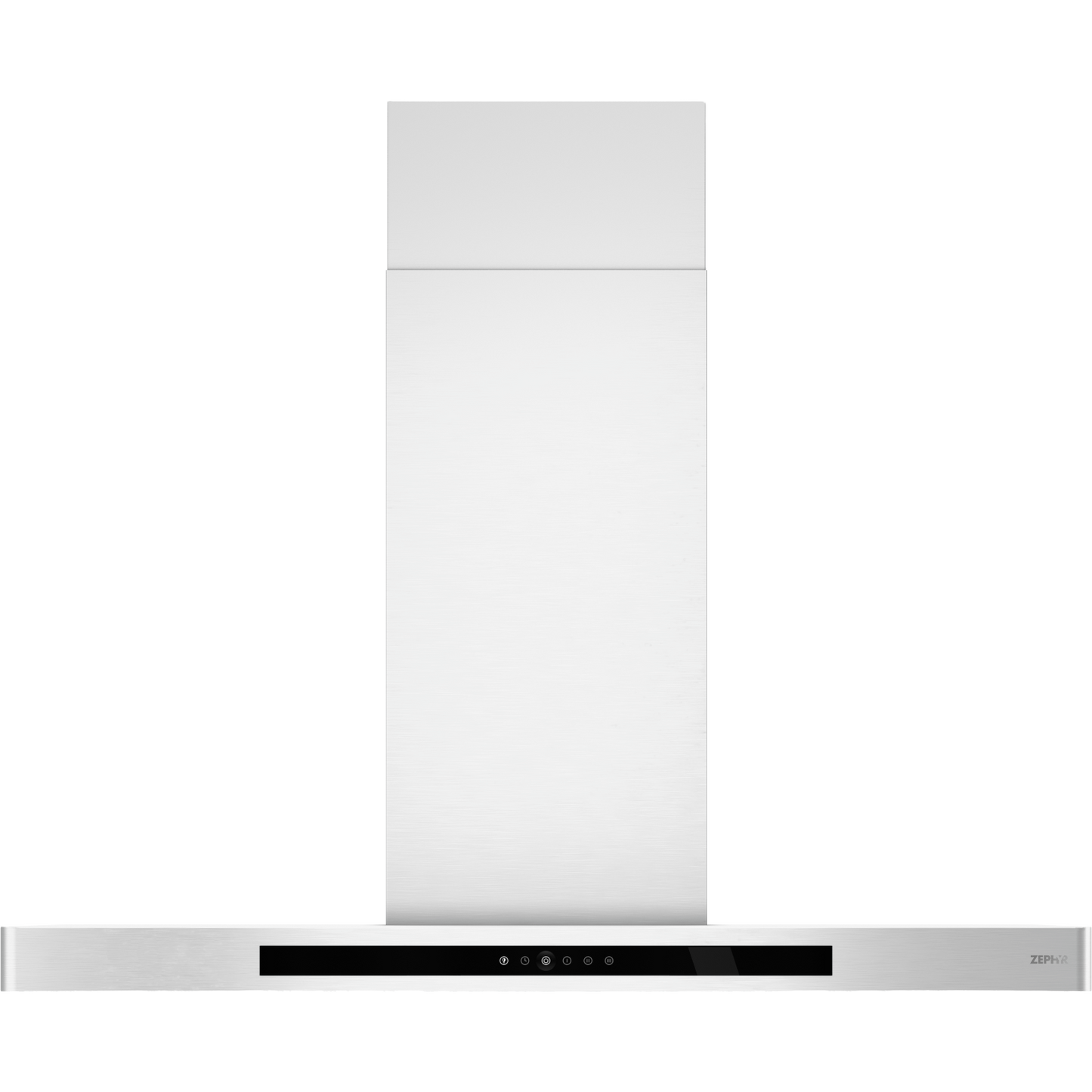 Sleek stainless steel chimney hood with invisible touch controls for modern kitchen ventilation and air quality.