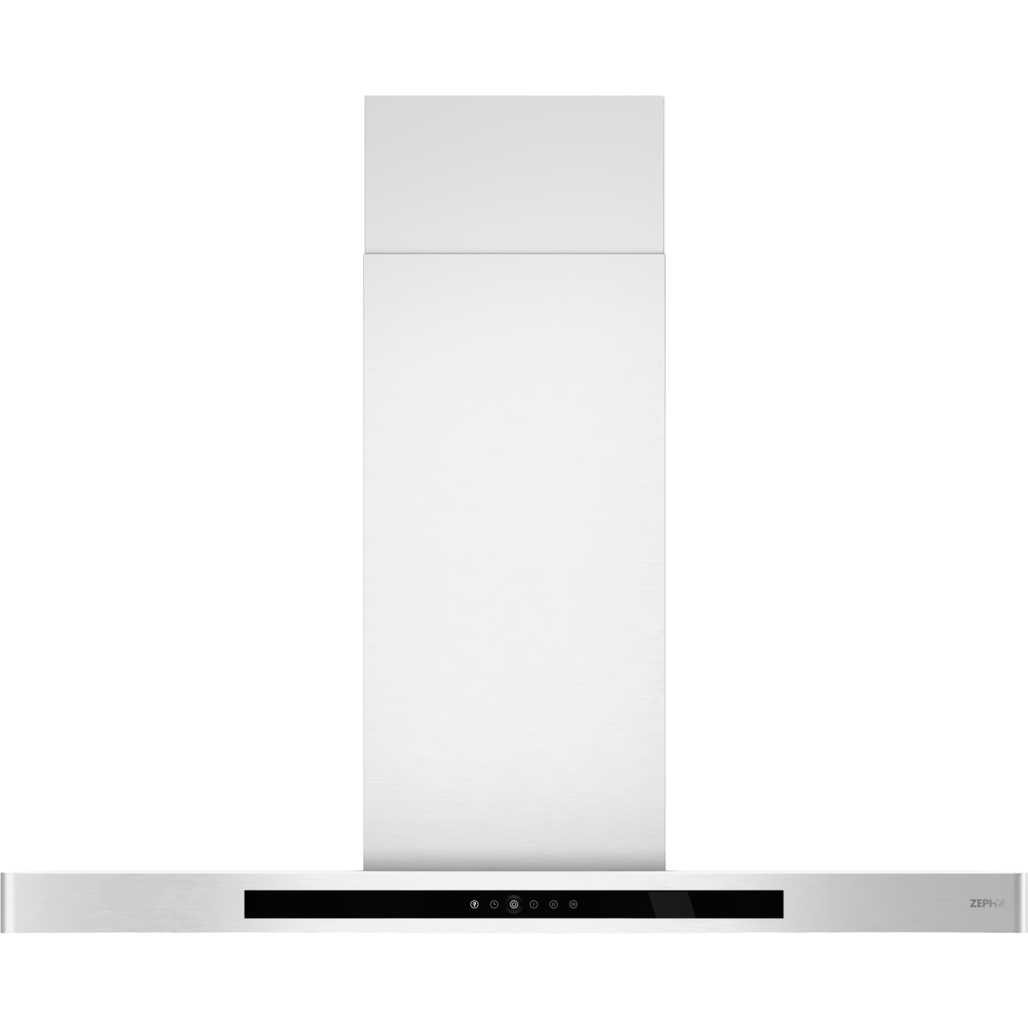 Sleek stainless steel chimney hood with invisible touch controls for modern kitchen ventilation and air quality.
