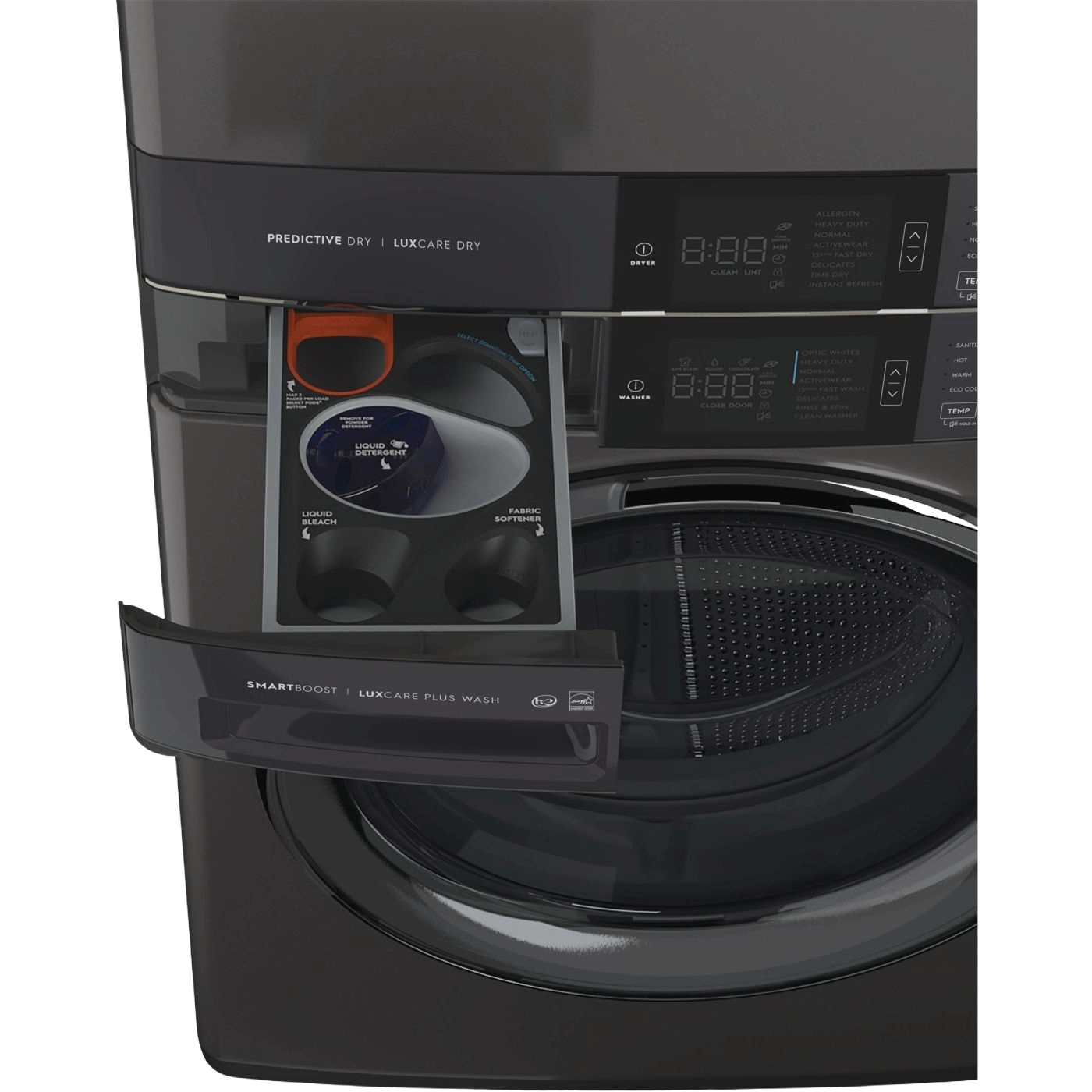 Laundry Tower Single Unit Front Load 4.5 Cu. Ft. Washer & 8 Cu. Ft. Electric Dryer