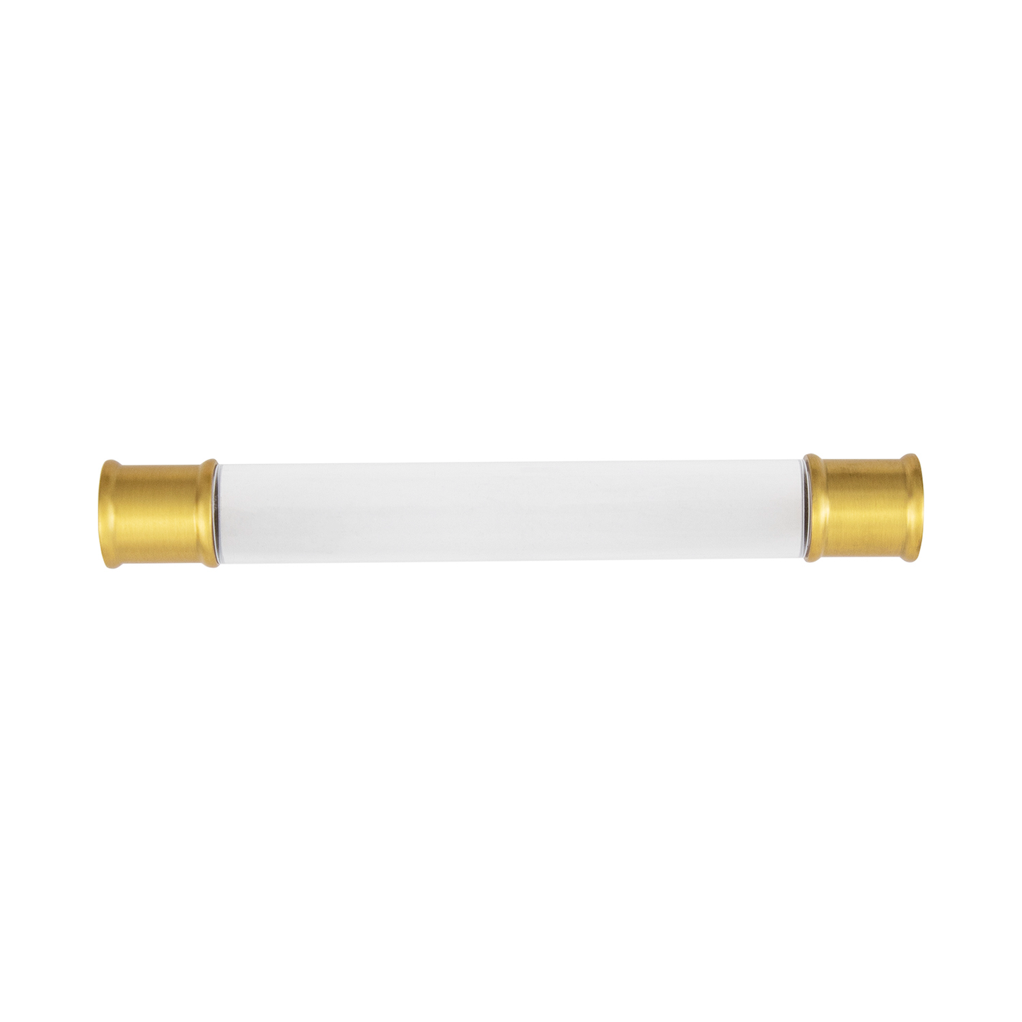 Midway cabinet pull with clear acrylic center and brushed golden brass ends for furniture and hardware upgrades under $50