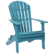 Aruba Blue folding Adirondack chair with wood-like finish for outdoor patio and lounge furniture collections
