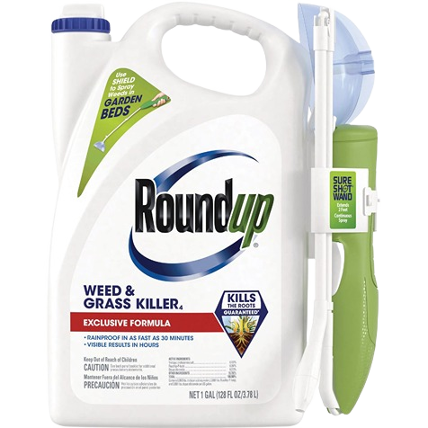 1-gallon white container of weed and grass killer with green Sure Shot wand for lawn care under $50 collections