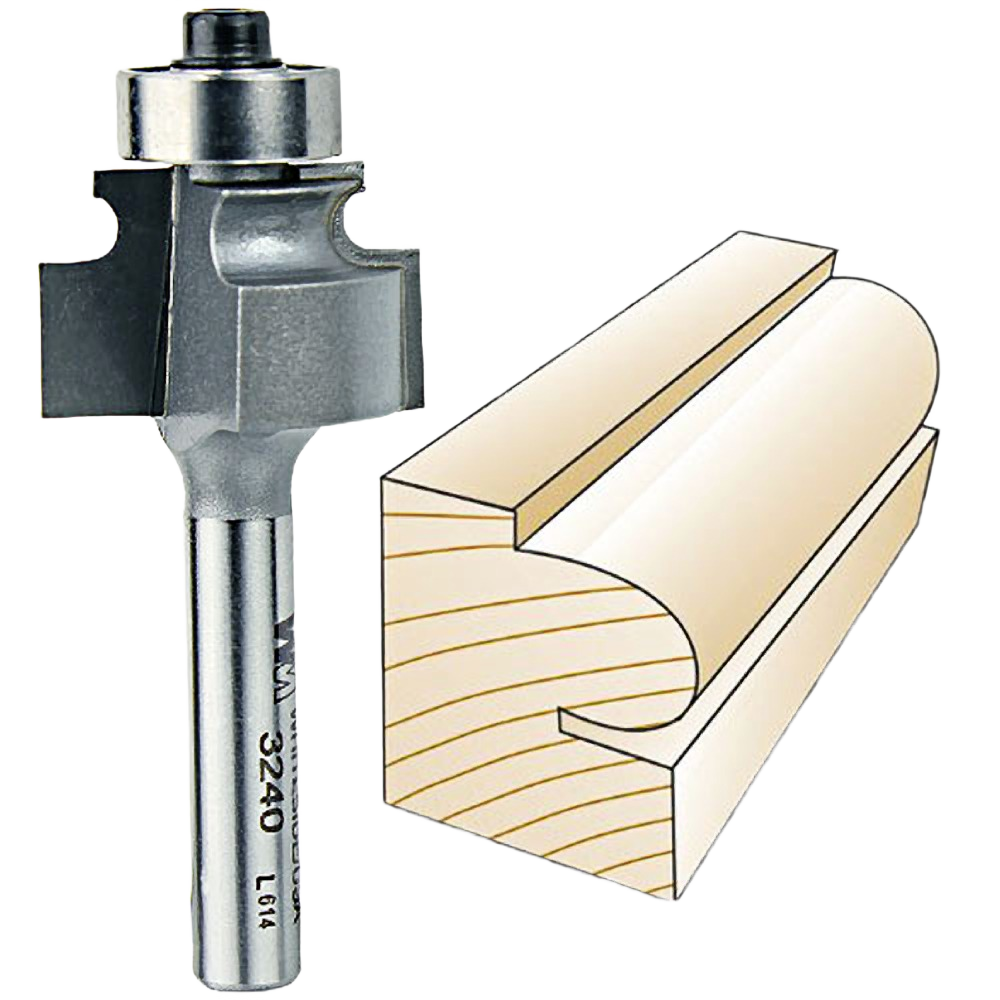 Carbide-tipped beading bit next to wood edge profile for decorative woodworking in tool accessories collection