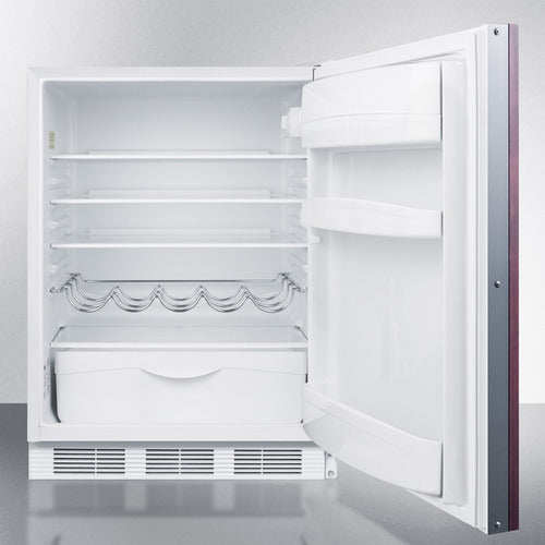 Built-in compact all-refrigerator with adjustable shelves, wine rack, and door storage in kitchen appliances collection