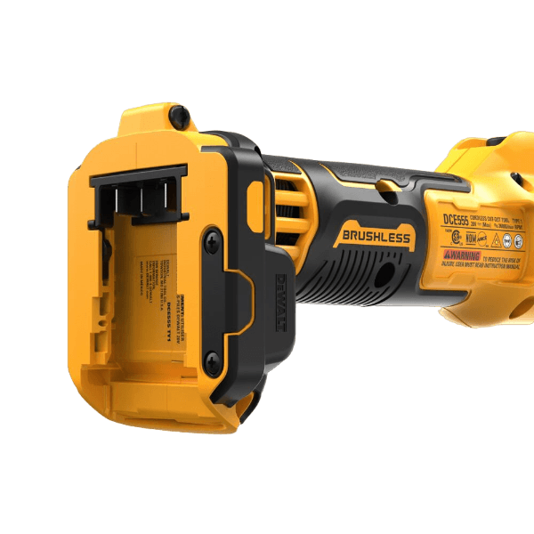 Yellow and black brushless cordless drywall cut-out tool designed for efficient home improvement tasks
