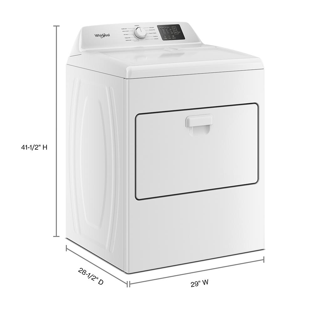 White vented top load electric dryer with control panel and dimensions for home appliances and dryers collection