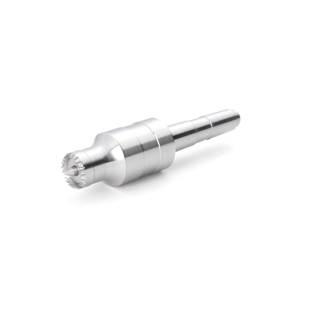 Steel multi-tooth live center with sprung point and tapered shank for precision woodturning and home improvement tasks