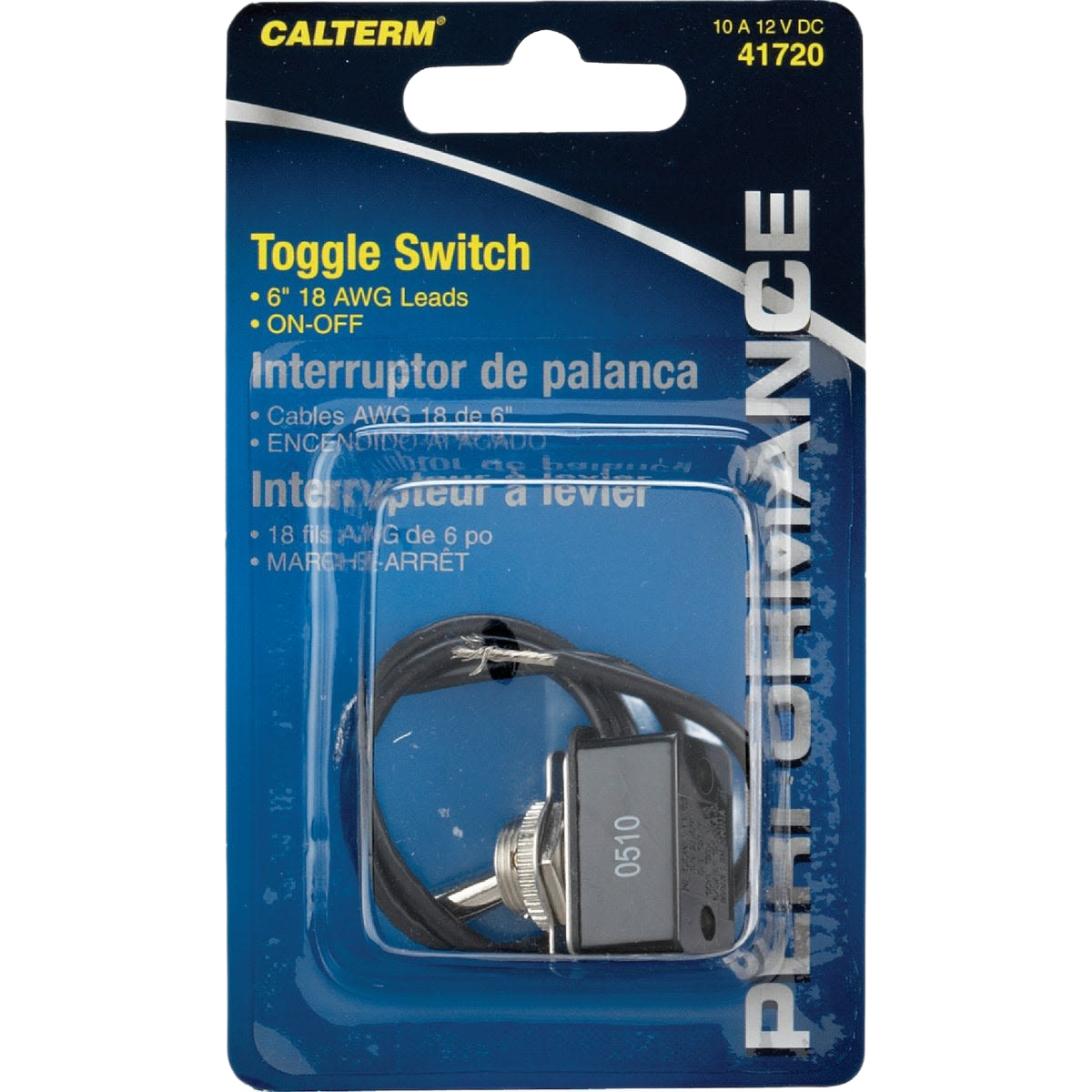 Calterm toggle switch with 6-inch 18 AWG leads for on-off control in home improvement projects
