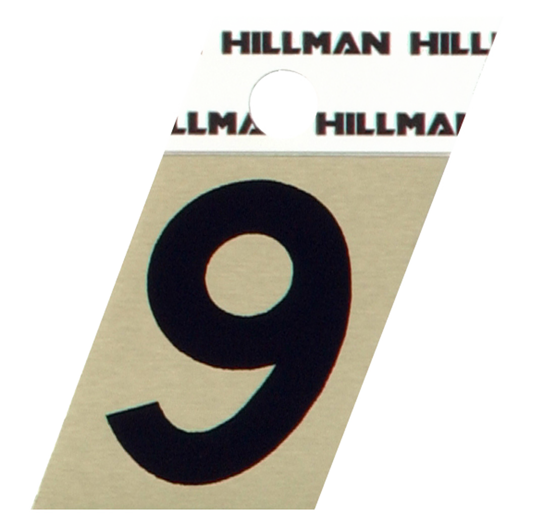 Hillman Adhesive Angle-Cut House Number 9 Black and Gold, 6-Pack