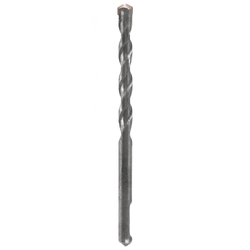 Long gray pilot drill bit with spiral flute and carbide tip for use with SDS-Plus thin-wall core bits in tool accessories