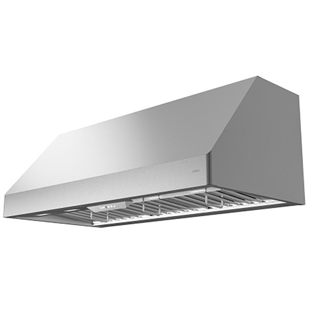 Stainless steel canopy hood with 48-inch width and LED lighting for kitchen range hoods and appliances collections
