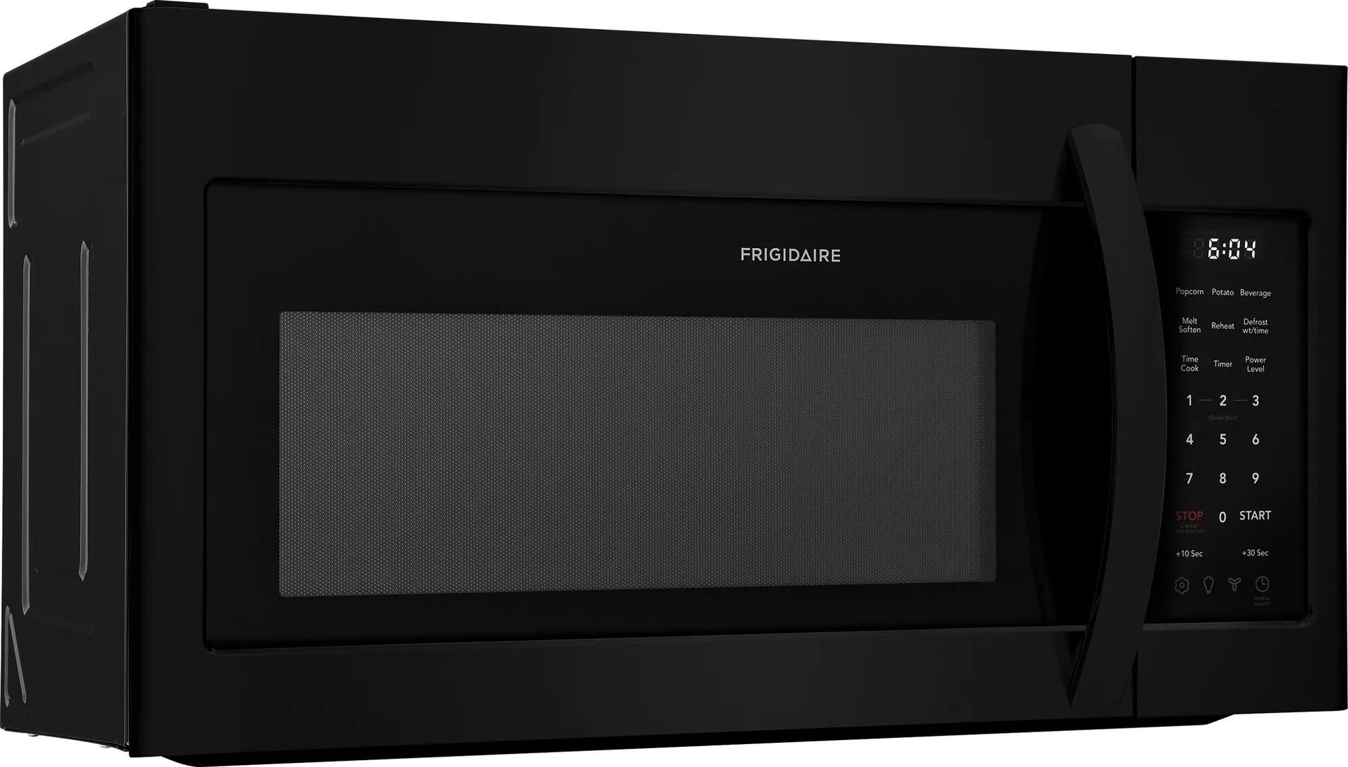 Black over-the-range microwave with digital controls and handle, part of kitchen and appliance collections.