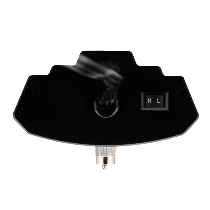 Black shop light fixture end cap with hanging hook and high/low switch for utility and workshop lighting collections
