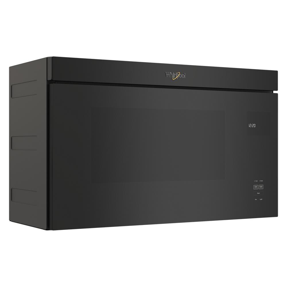 Black built-in microwave with smooth front panel and digital clock display in Microwaves at Hartville Hardware