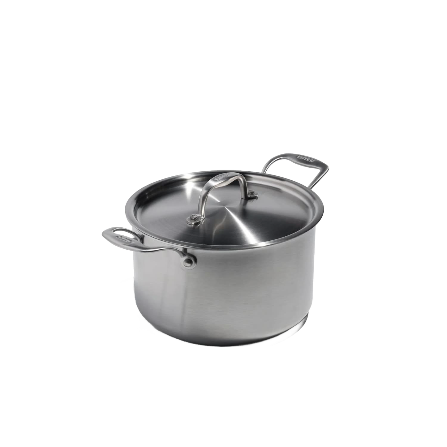 Brushed stainless steel 5-quart covered sauce pot with dual handles from kitchenware and kitchen gadgets collection