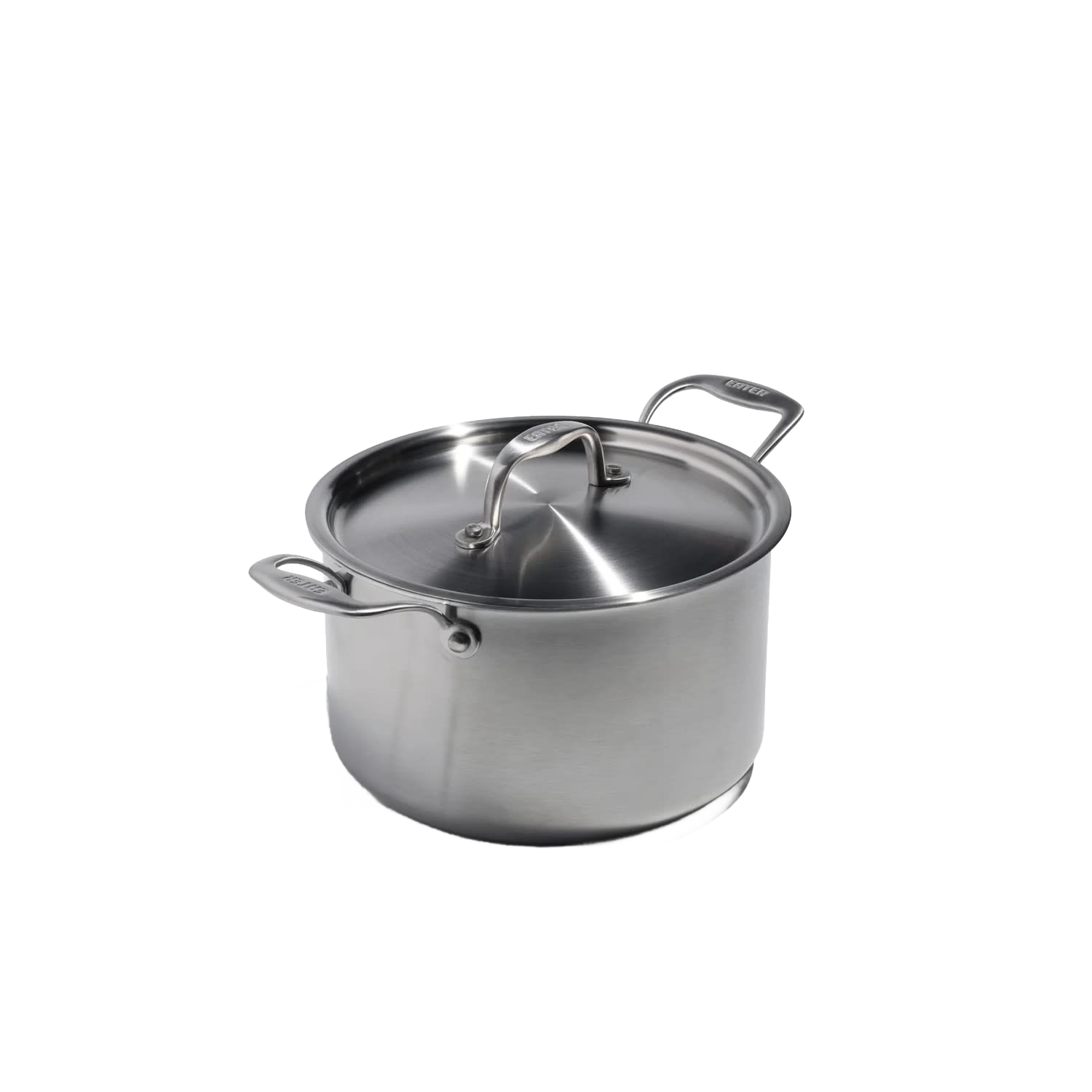 Brushed stainless steel 5-quart covered sauce pot with dual handles from kitchenware and kitchen gadgets collection