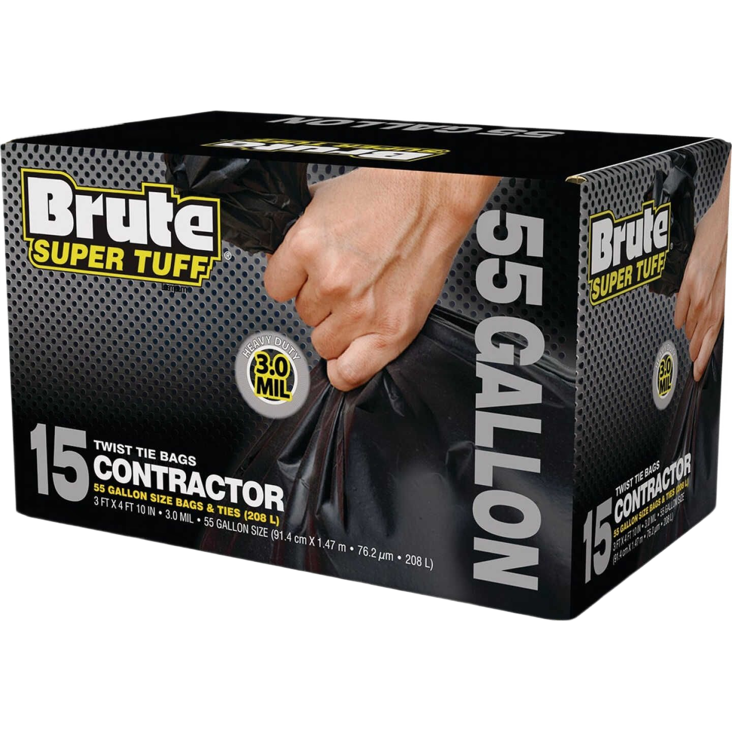 Box of 15 black heavy-duty contractor drum liners with twist ties for 55-gallon drums in home improvement tasks