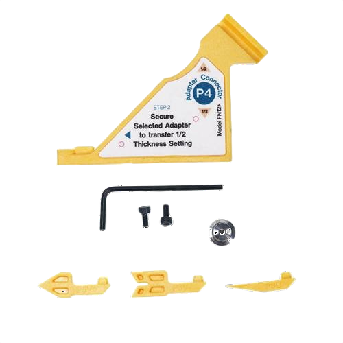 Yellow plastic gauge adapter and small hardware pieces for woodworking tool accessories under $50 and home improvement