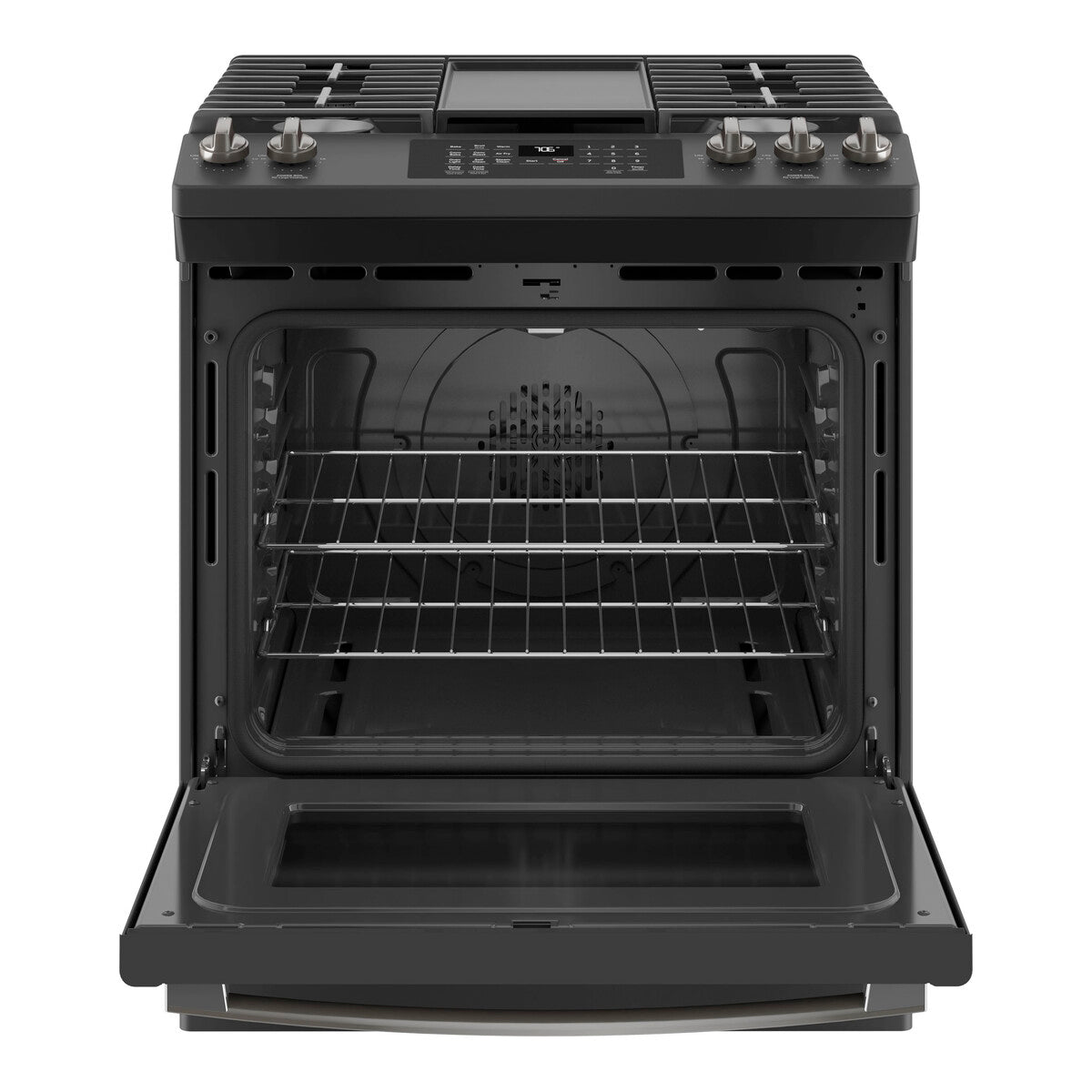GE® 30" Slide-In Front-Control Convection Gas Range with No Preheat Air Fry
