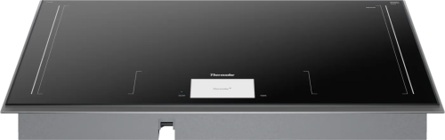 Dark gray surface mount induction cooktop with LED lights and digital controls from Thermador kitchen appliances collection