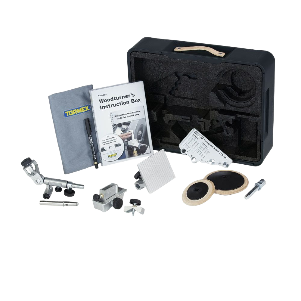 Woodturning kit with instruction manual, sharpening accessories, and carrying case for home improvement tools and projects