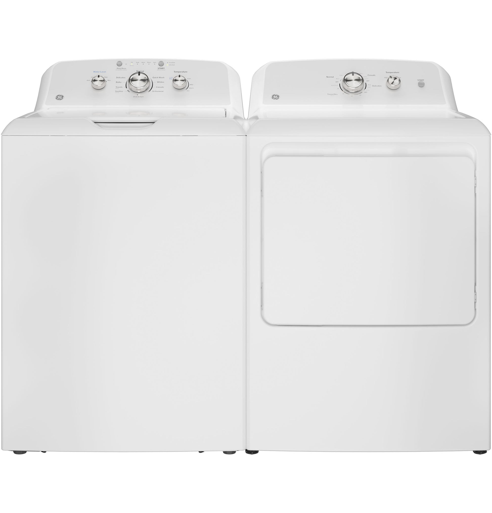White top load washer and matching electric dryer with control knobs in Washers & Dryers and Appliances collections